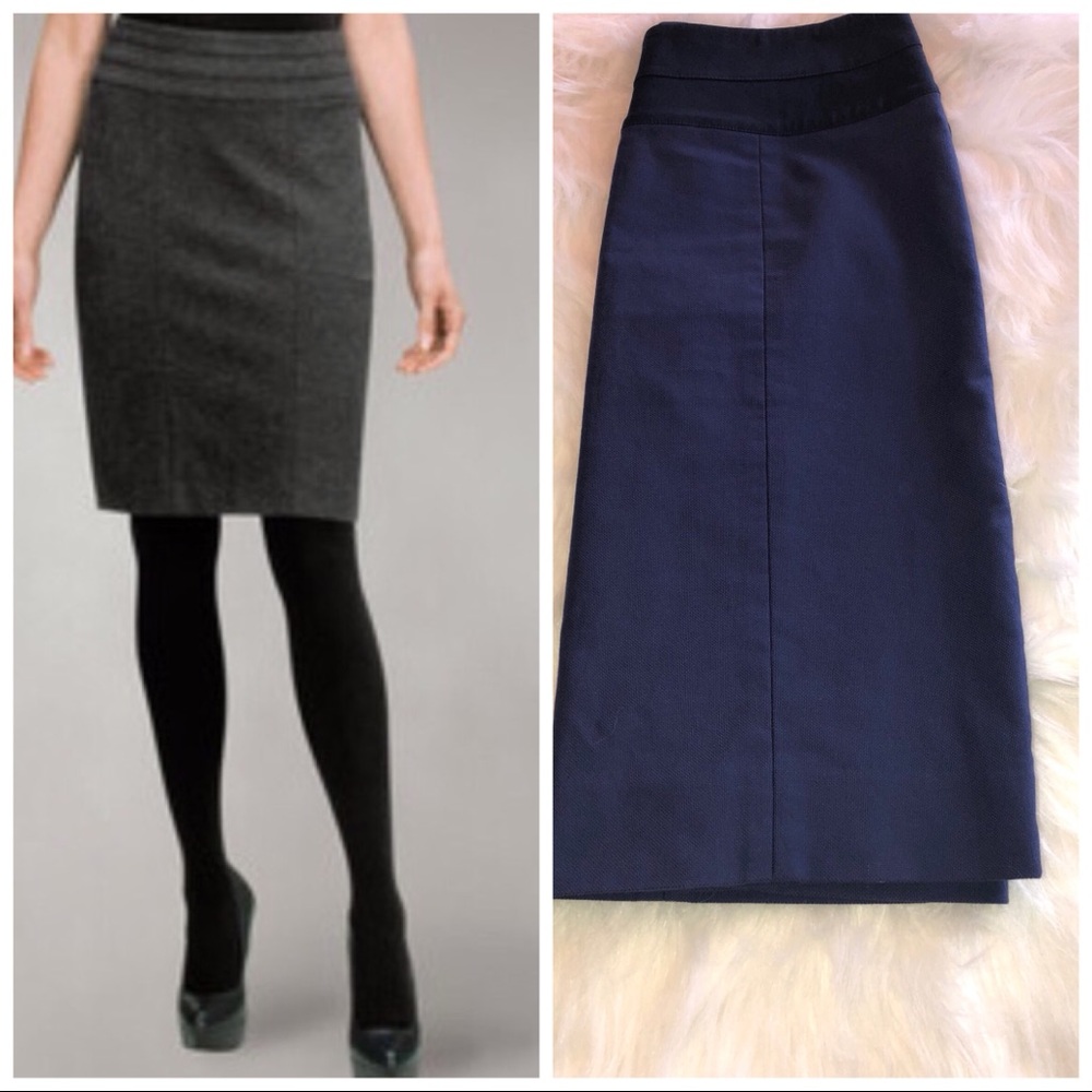 CAbi pencil straight knee length skirt blue